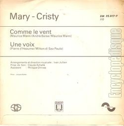 [Pochette de Comme le vent (Mary CRISTY) - verso]