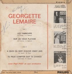 [Pochette de  quoi a sert d’avoir vingt ans (Georgette LEMAIRE) - verso]