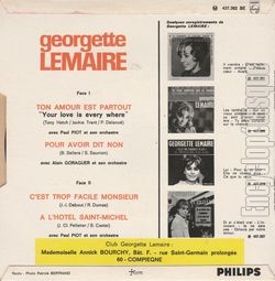 [Pochette de Ton amour est partout (Georgette LEMAIRE) - verso]