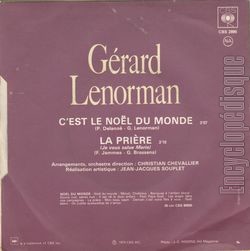 [Pochette de C’est le Nol du monde / La prire (Grard LENORMAN) - verso]