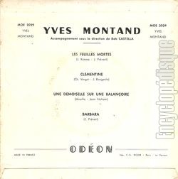 [Pochette de Les feuilles mortes (Yves MONTAND) - verso]