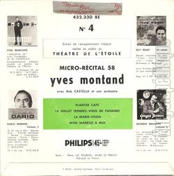 [Pochette de Micro-rcital 58 n2 - Planter caf (Yves MONTAND) - verso]