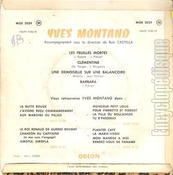 [Pochette de Les feuilles mortes (Yves MONTAND) - verso]