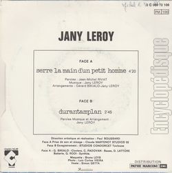 [Pochette de Serre la main d’un petit homme (Jany LEROY) - verso]