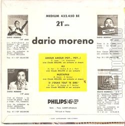 [Pochette de Amour amour (Poy… Poy…) (Dario MORENO) - verso]