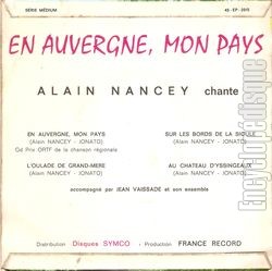 [Pochette de En Auvergne , mon pays (Alain NANCEY) - verso]