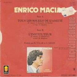 [Pochette de Tous les soleils de l’amiti (Enrico MACIAS) - verso]