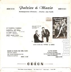 [Pochette de Je t’aimerai, t’aimerai (PATRICE et MARIO) - verso]