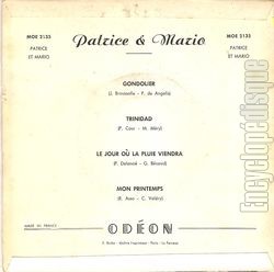 [Pochette de Gondolier (PATRICE et MARIO) - verso]