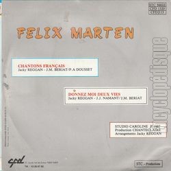 [Pochette de Chantons franais (Flix MARTEN) - verso]