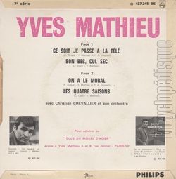 [Pochette de Ce soir je passe  la tl (Yves MATHIEU) - verso]