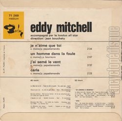 [Pochette de Je n’aime que toi (Eddy MITCHELL) - verso]