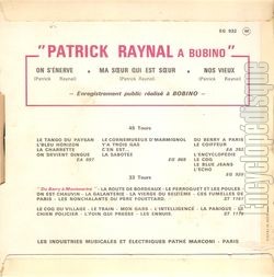 [Pochette de On s’nerve (Patrick RAYNAL) - verso]