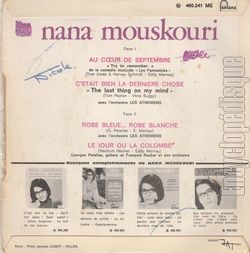 [Pochette de Au cœur de septembre (Nana MOUSKOURI) - verso]