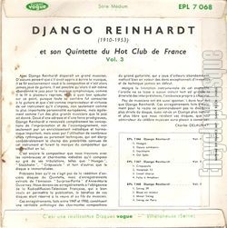 [Pochette de Swing 39 - vol 3 (Django REINHARDT) - verso]