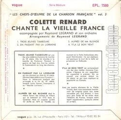 [Pochette de Les chefs d’œuvre de la chanson franaise  (Colette RENARD) - verso]