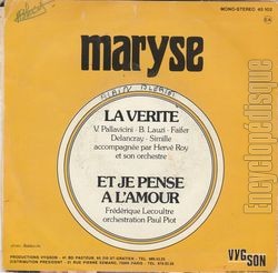 [Pochette de La vrit (MARYSE) - verso]