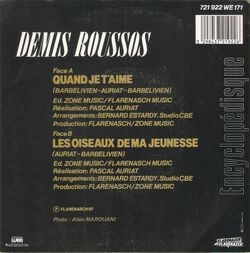 [Pochette de Quand je t’aime (Demis ROUSSOS) - verso]