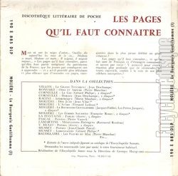 [Pochette de Molire : Le bourgeois gentilhomme - I (LES PAGES QU’IL FAUT CONNAITRE) - verso]