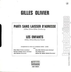 [Pochette de Parti sans laisser d’adresse (Gilles OLIVIER) - verso]