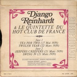 [Pochette de Tea for two (Django REINHARDT) - verso]