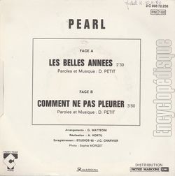 [Pochette de Les belles annes (PEARL) - verso]