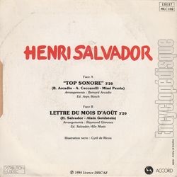 [Pochette de Top sonor (…) (Henri SALVADOR) - verso]