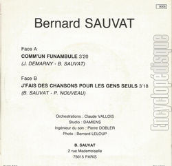 [Pochette de Comm’ un funambule (Bernard SAUVAT) - verso]