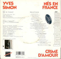 [Pochette de Ns en France (Yves SIMON) - verso]