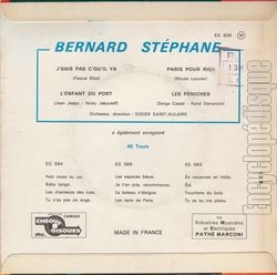 [Pochette de J’sais pas c’qu’il y a (Bernard STPHANE) - verso]