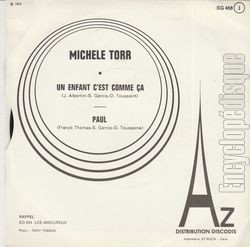 [Pochette de Un enfant c’est comme a (Michle TORR) - verso]