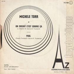 [Pochette de Un enfant c’est comme a (Michle TORR) - verso]