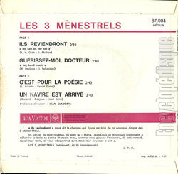 [Pochette de Ils reviendront (Les 3 MNESTRELS) - verso]