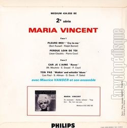 [Pochette de Pleure-moi (Maria VINCENT) - verso]