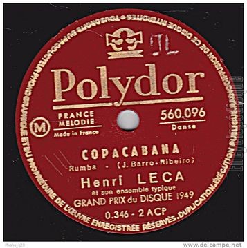 [Pochette de Copacabana / Triste voyage (Henry LECA) - verso]