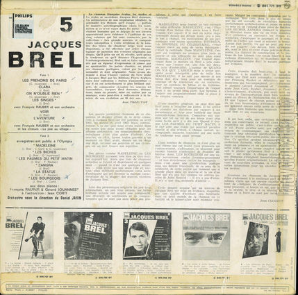 [Pochette de 5 (Compilation) (Jacques BREL) - verso]