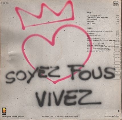 [Pochette de Fou ! (ANGE) - verso]