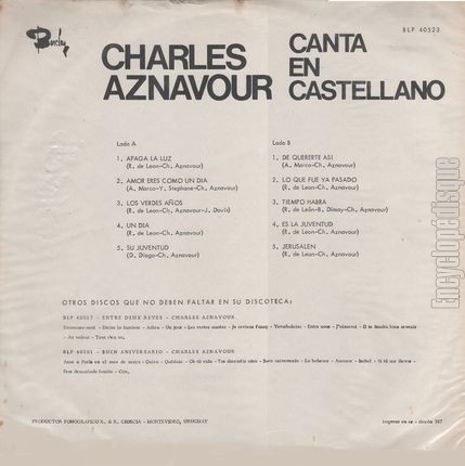 [Pochette de Charles Aznavour canta en castellano (Charles AZNAVOUR) - verso]