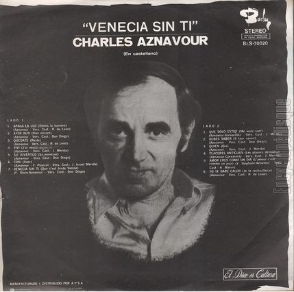 [Pochette de Venecia sin t (Charles AZNAVOUR) - verso]