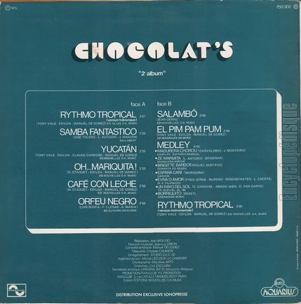 [Pochette de Rythmo Tropical (CHOCOLAT’S) - verso]