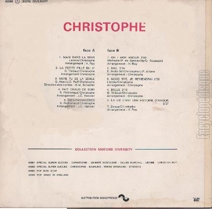 [Pochette de Super succs (CHRISTOPHE) - verso]