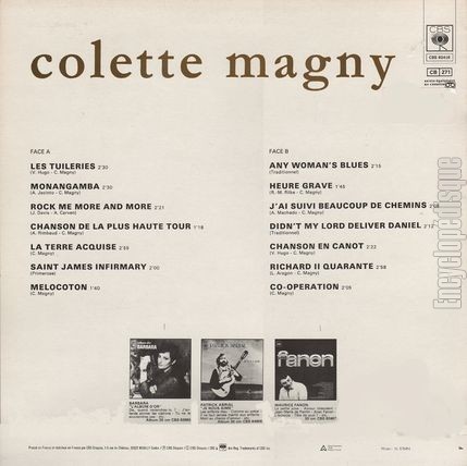 [Pochette de les Tuileries (Colette MAGNY) - verso]