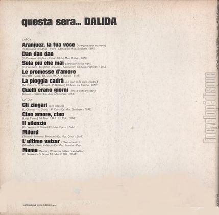 [Pochette de Questa sera… Dalida (DALIDA) - verso]