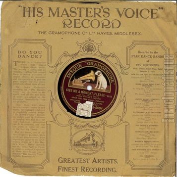 [Pochette de Jack Hylton et son orchestre -  Adeline / Give me a moment, please  (Gramophone K) - verso]