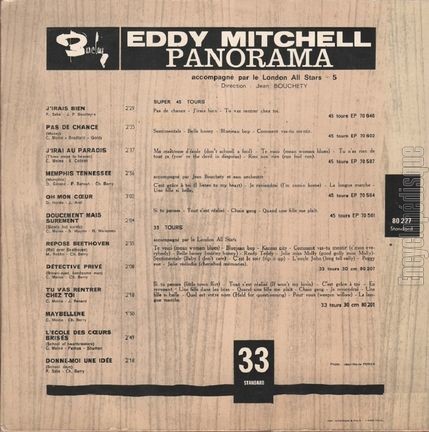 [Pochette de Panorama (Eddy MITCHELL) - verso]