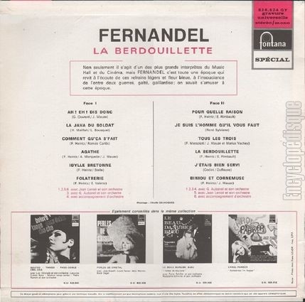 [Pochette de La berdouillette (FERNANDEL) - verso]