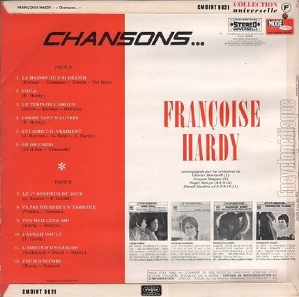 [Pochette de Chansons… (Franoise HARDY) - verso]