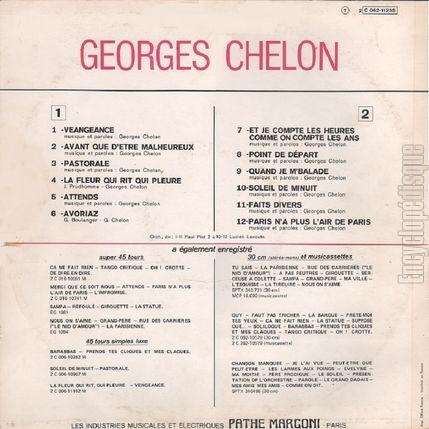 [Pochette de Vengeance (Georges CHELON) - verso]