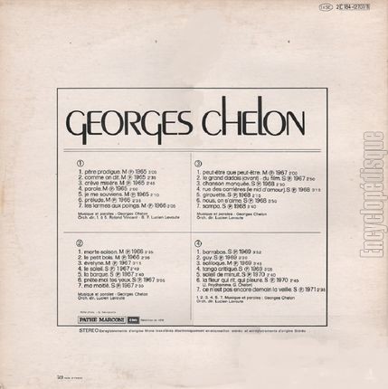 [Pochette de Pre prodigue, Prlude, Morte saison… (Georges CHELON) - verso]