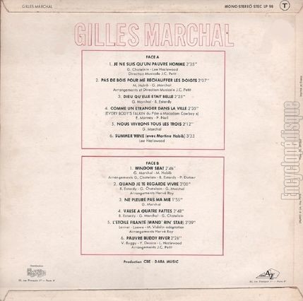 [Pochette de Gilles Marchal (Gilles MARCHAL) - verso]